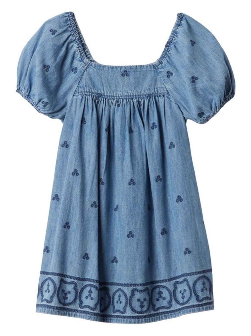 12-18 months Gap Baby Girls' Bubble Sleeve Denim Embroidered Dress